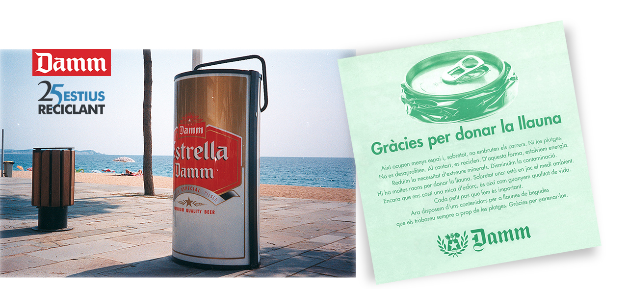 compactadora de latas en la campaña de verano en las playas