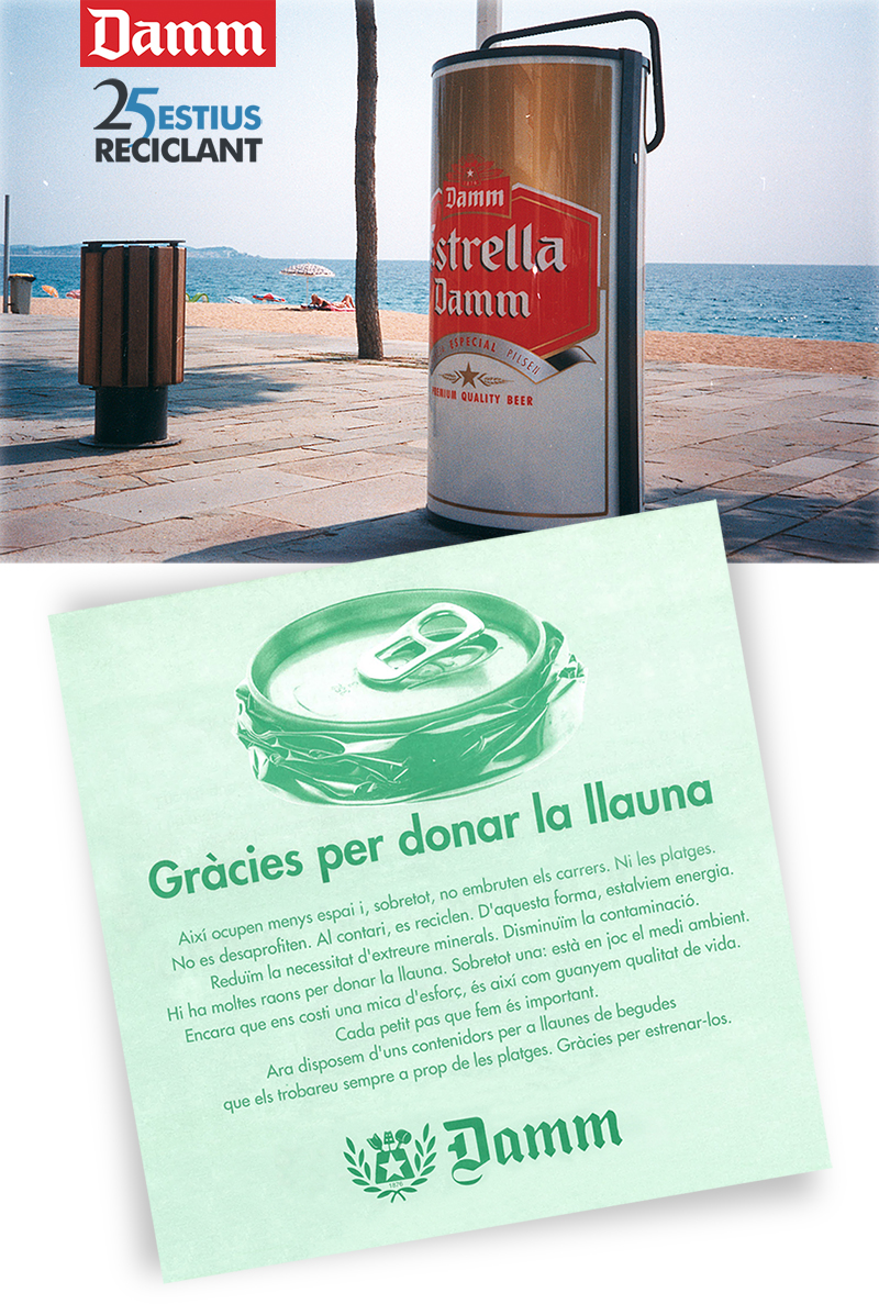 compactadora de latas en la campaña de verano en las playas